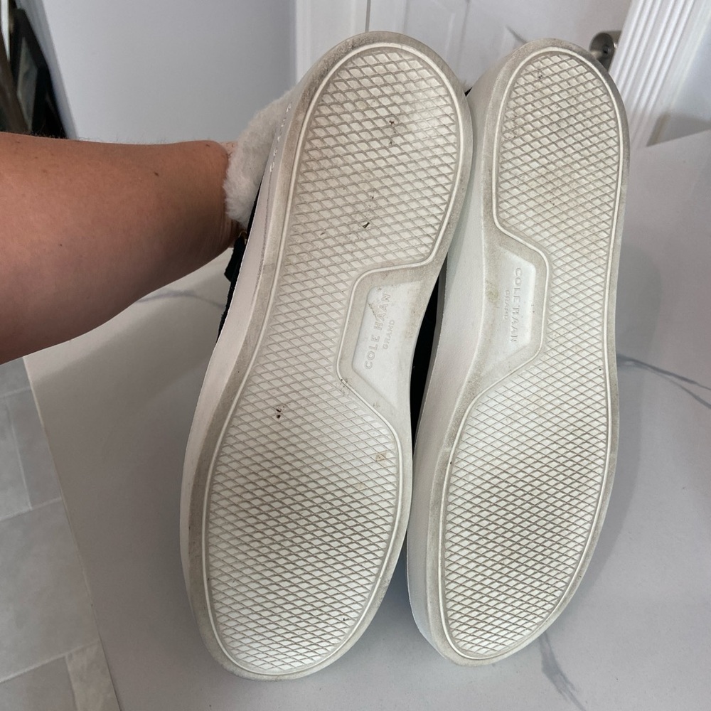 Cole Haan GrandPro Rally Black White Faux Fur-Lined Sneakers Waterproof 9.5 - Picture 8 of 12